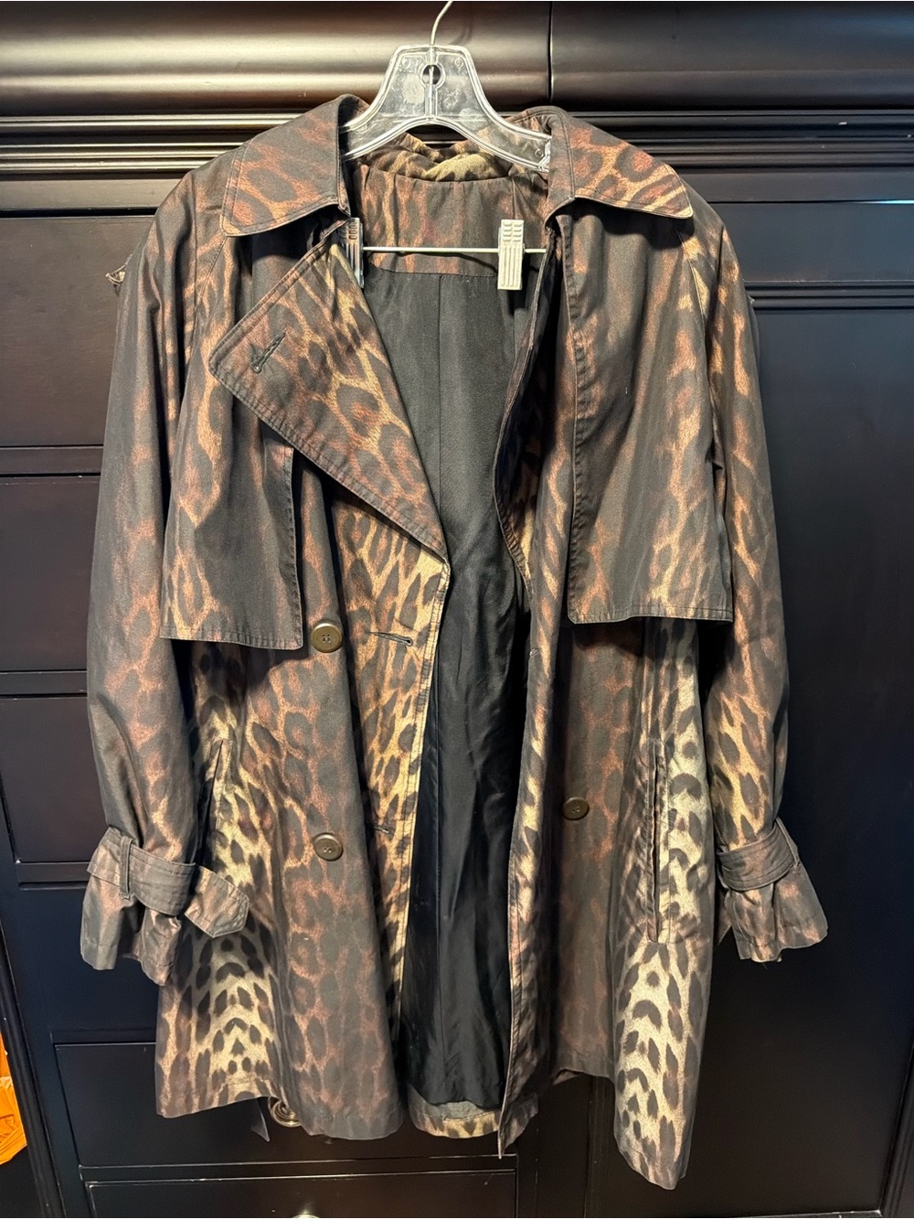 Leopard Print Satin Jacket - Brown & Black